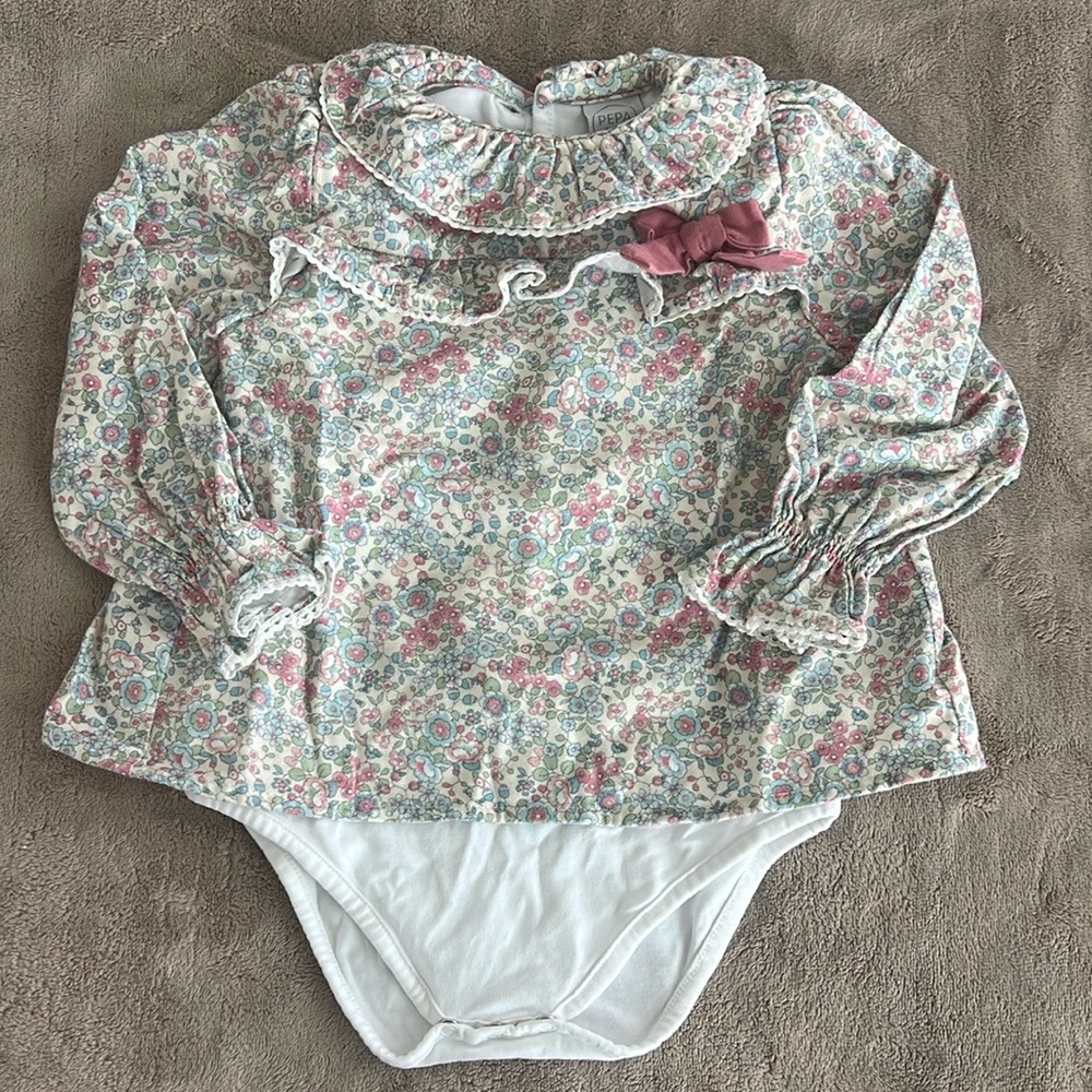Pepa London Floral Long Sleeve Bodysuit with Bow